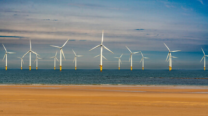 Wind Turbines, Beaches and Seaside Landscapes in the UK