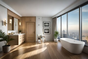 Fototapeta na wymiar modern bathroom interior generated by AI tool