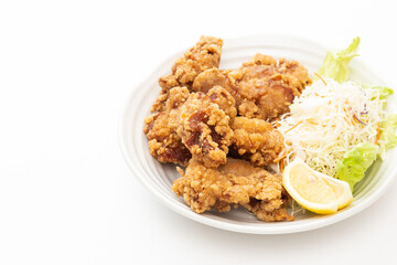 白背景に美味しそうな唐揚げ