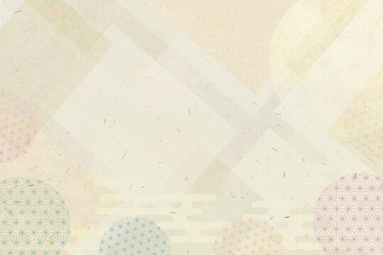 四角いデザインの日本紙　伝統の藁入り土佐和紙　ベージュカラーのテクスチャ素材