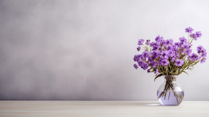 Glass Vase Filled with Lavender Flowers on a Tabletop