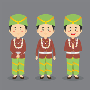 Avatar of a Banten Indonesian Character with Various Expression
