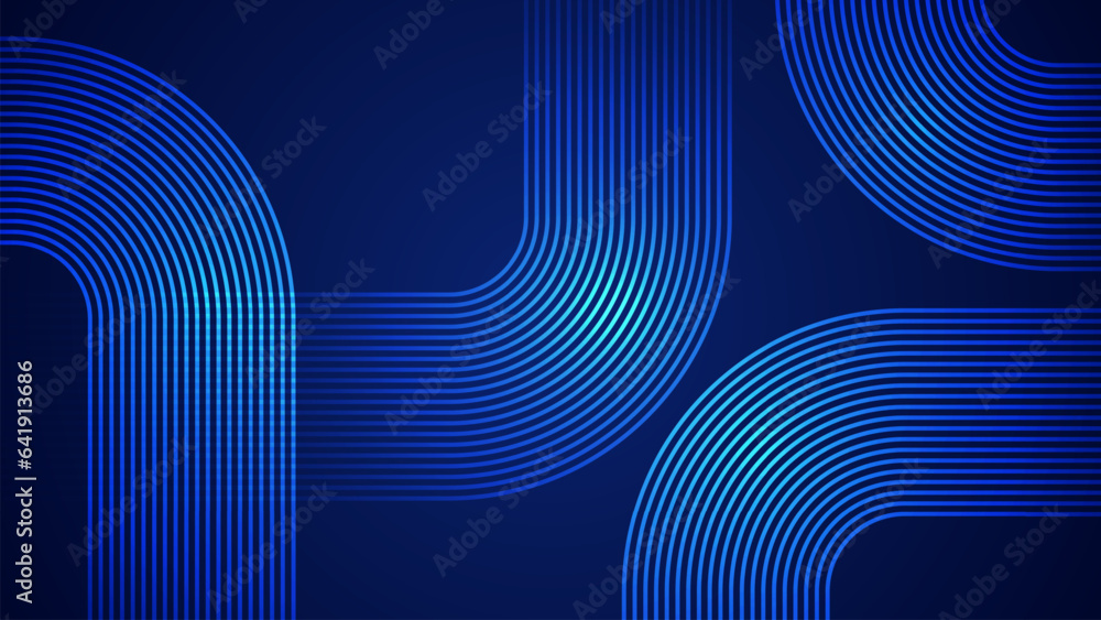 Poster dark blue simple abstract background with lines in a curved style geometric style as the main elemen