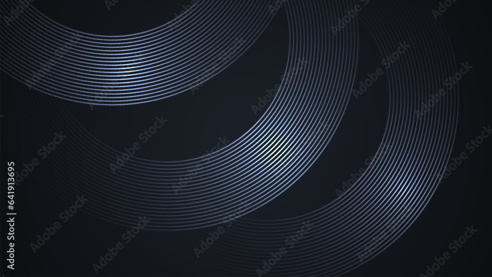 Poster Black simple abstract background with lines in a curved style geometric style as the main element.
