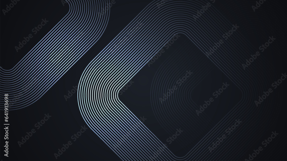 Poster Black simple abstract background with lines in a curved style geometric style as the main element.