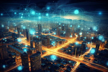 Obraz premium Digital technology, internet network connection, big data, digital marketing IoT internet of things