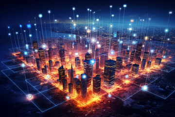 Fototapeta premium Digital technology, internet network connection, big data, digital marketing IoT internet of things