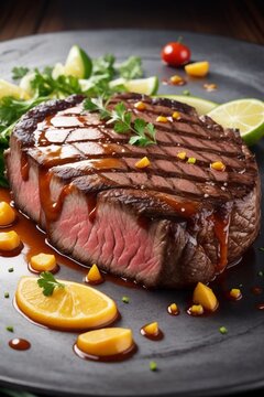 grilled steak with vegetables