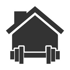 Vector illustration of gym house icon in dark color and transparent background(png).