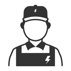 Vector illustration of electrician icon in dark color and transparent background(png).