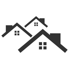 Vector illustration of housing area icon in dark color and transparent background(png).