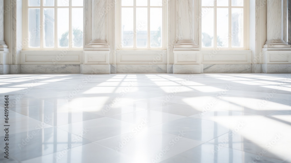 Aufkleber an empty room with a lot of windows. generative ai.