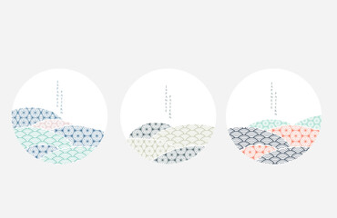 Japanese background with Geometric pattern vector. Abstract art decoration with line element banner in vintage style. Curve shape in Asian tradiotnal style.