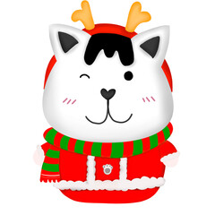 Santa Cat Cartoon