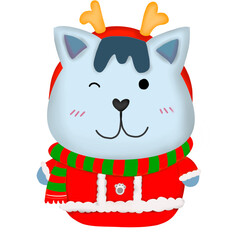 Santa Cat Cartoon
