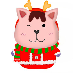 Santa Cat Cartoon