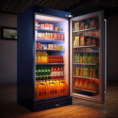 indoor refrigerator theme design illustration