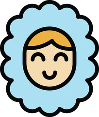 Eskimo smiling girl icon outline vector. Winter ice. Antarctic snow color flat