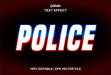 police text effect with blue color graphic style and editable.