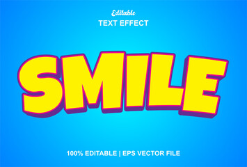 smile text effect with yellow graphic style and editable.
