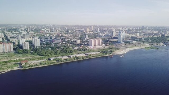 Volzhskiye Parusa on the skyline of the vast Russian city of Volgograd on the banks of the river Volga.  