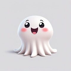 Cute Halloween Ghost 3D Generative ai  
