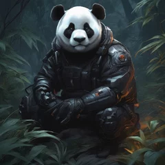 Poster soldier panda bear in the forest Generative AI, soldier panda  Generative AI © Rahul