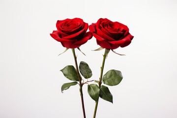 Side view of red color roses isolated on white background