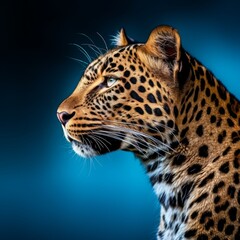 Obraz premium leopard on a blue background