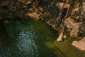 Small waterfall in the forest at National Park, sri lanka.