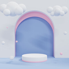 3D Render, Podium pedestal or platform in blank space background minimal, 3d product mockup, Product presentation, 3d rendering geometric shape design.