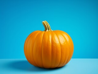 Obraz premium A pumpkin isolated on blue