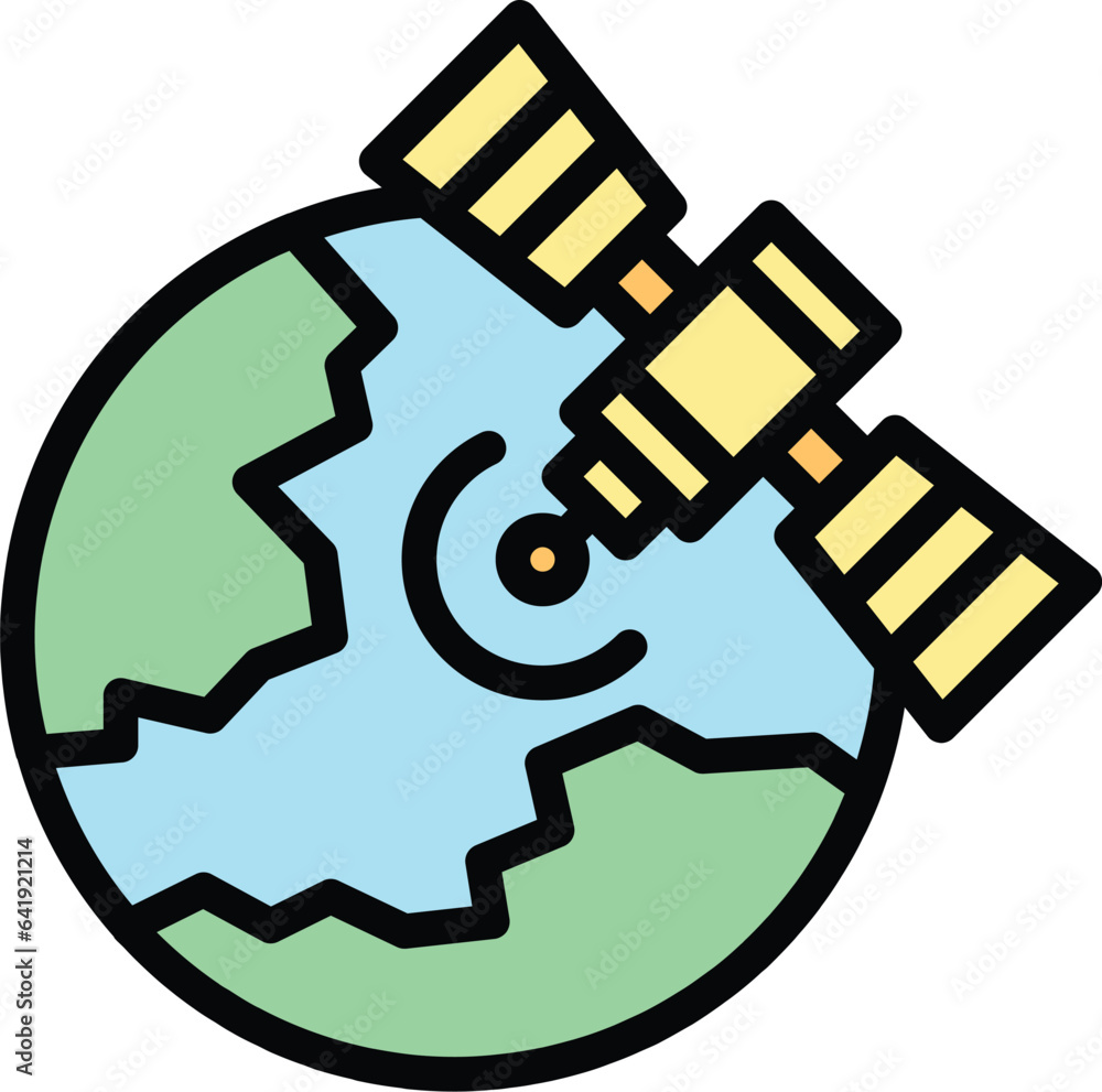 Wall mural Satellite global news icon outline vector. Media studio. Talk reporter color flat - Wall murals