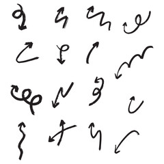 Vector hand drawn arrow elements isolated on white. Vector set of hand-drawn arrows, elements for presentation. hand drawn arrows