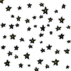 pattern of star doodle. Star hand drawn. Starry background. Vector seamless pattern with stars. Vector EPS 10.