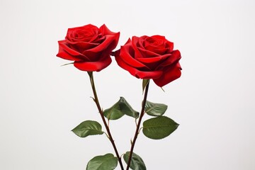 Naklejka premium Side view of red color roses isolated on white background