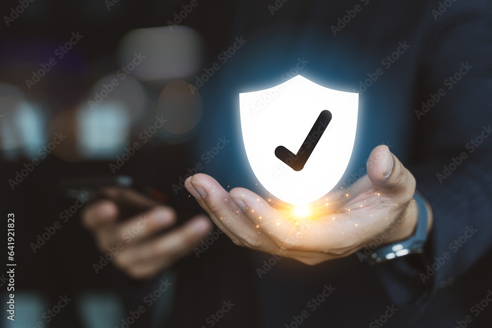 Aufkleber concept cybersecurity and privacy on network online, technology protection data and cyber security.