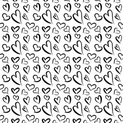 Heart shape vector seamless pattern doodle abstract background illustration