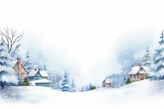 Generative AI : Winter background vector. Hand painted watercolor drawing for Christmas and Happy New Year season