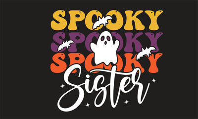 Spooky Sister Halloween Retro Design