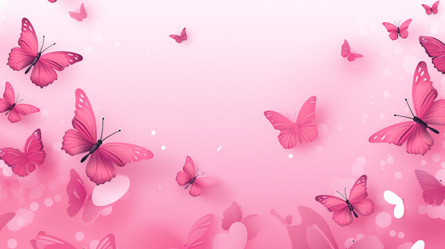 Fototapeta Cute butterfly seamless on a pink background