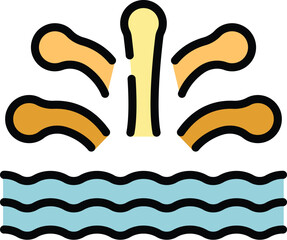 City fountain icon outline vector. Asian flag. Travel hotel color flat