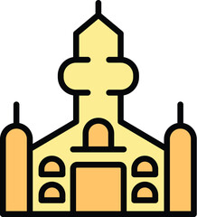 Slovak church icon outline vector. Slovakia map. Castle emblem color flat