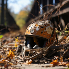 Fototapeta premium Abandoned bike rider seat side view 