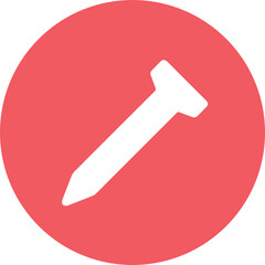 A white nail in the middle of a red circle