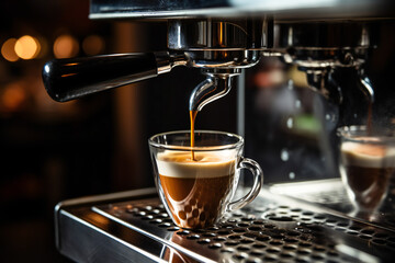 Coffee pouring from espresso machine