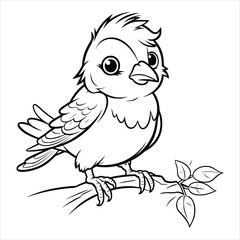 Funny Little Bird Coloring Page for Kids