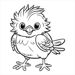 Obraz premium Funny Little Bird Coloring Page for Kids