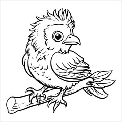 Funny Little Bird Coloring Page for Kids