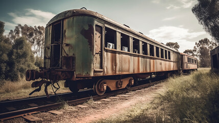 Fototapeta premium 廃車になった古い電車 